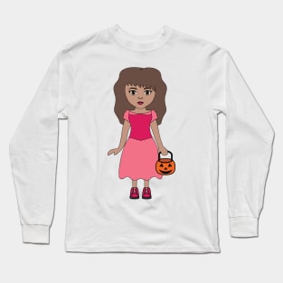 Pink Princess 2 Halloween Girl Sticker Long Sleeve T-Shirt